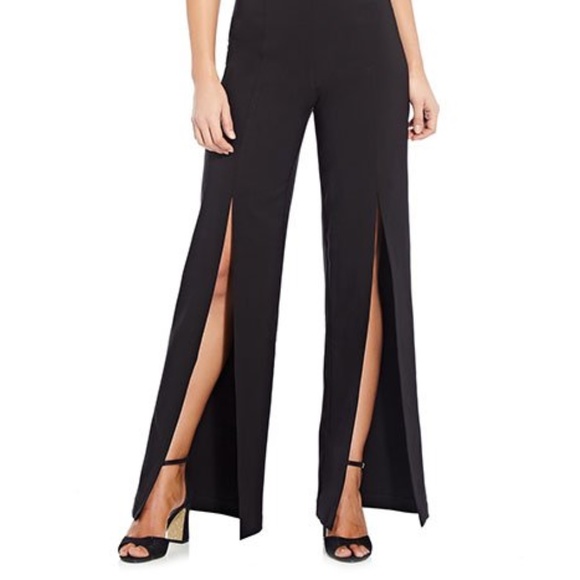 Aidan Maddox Crepe and Lace Cami Black Jumpsuit Thigh High Slit SZ 6 or 12 NEW - Picture 2 of 2